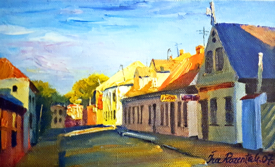 Bauskas studija. Plūdoņa iela vakarā. 2007. Audekls, eļļa. 23×38 cm.
Autors: attēls no grāmatas «Īra Rozentāle. Glezniecība»