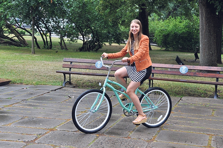 Sintija Leigute no velosipēda nešķiras pat ziemas periodā.
Autors: Dainis Ģelzis