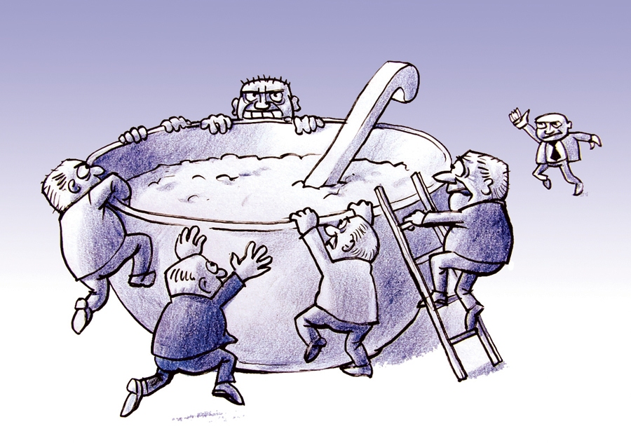 VĒLĒŠANU MARATONA SĀKUMS NERVOZI MIERĪGS. FAKTS: Centrālā vēlēšanu komisija 18. jūlijā sākusi pieņemt partiju un to apvienību deputātu kandidātu sarakstus 13. Saeimas vēlēšanām, kas notiks šī gada 6. oktobrī. Dokumentu iesniegšanas pēdējā diena 7. augusts. Kandidātu sarakstu iesniegšanai Saeimas vēlēšanām gatavojas 14 politiskie spēki.
«Vienotības» drupu kaudzē/ Ģēnijus pat nepasaudzē./ Atis Pabriks nervozs svaidās/ Jauna pavērsiena gaidās./ «Vienotības» ķibele,/ Skandalozā Viņķele,/ Kandidāte Zemgalē,/ Vai mums viņa jāvēlē?/ Priekšsacīkstes būšot asas,/ Jaunie, lūk, pie varas prasās./ Partijas aug skaitā aši,/ Tikai uzvārdi tie paši./ «Progresīvie», populisti,/ Daiļo kandidātu listi –,/ Sievietes liek pirmā vietā,/ Vīrus sijā tā kā sietā./ Uzaicina Miķelis,/ Pirmās listes atvēris,/ Pieiet lietai šai ar prātu,/ Kuru laist par deputātu.
Autors: Zīmējums – Vilnis Bulavs, rīmes – Daina Ziemele