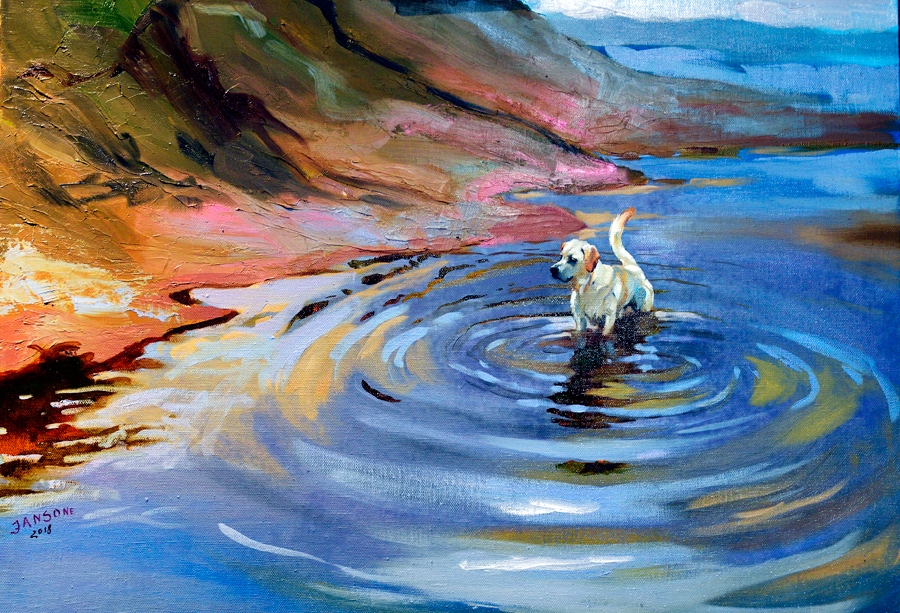 Līgas Jansones glezna – viena no izstādes favorītēm.
Autors: Ivars Bogdanovs