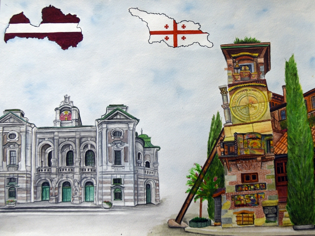 Giorgi Goghadzes zīmējums, veltīts Gruzijas un Latvijas draudzībai.