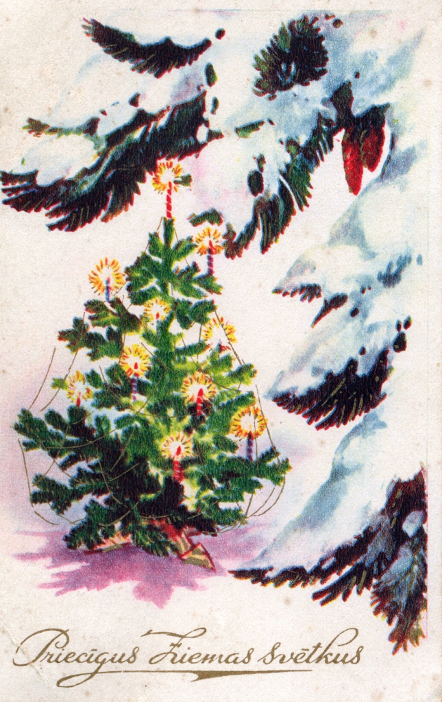 Apsveikuma kartīte Ziemassvētkos. Sūtīta pa pastu 1937. gada 22. decembrī.
Autors: no Bauskas muzeja krājuma