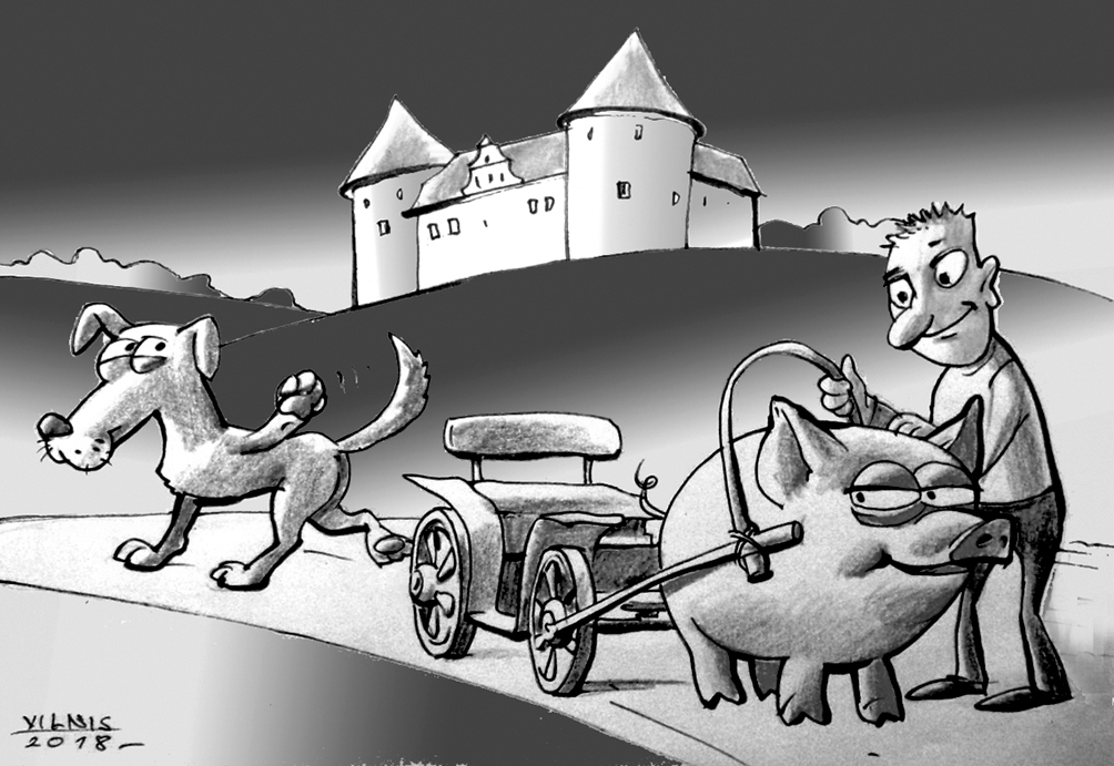 LABS VAI SLIKTS – PAŠU SASTRĀDĀTS. FAKTS  2018. gads iet prom, ar nepieredzētu vienotību Dziesmu un deju svētkos, valsts simtgadē un partiju kariem, kas negrasās rimties; ar labestības uzplūdiem palīdzot un nežēlību nāvējot; ar zūdošo un paliekošo.
Miķelis teic – kur tu steidzies,/ Gads nebūt nav beidzies,/ Kur ir valdība, kur premjers,/ Kur ir iegribas un prāta samērs?/ Raibs šis gads no abiem galiem,/ Palūko, kas tajā salien:/ Jubileja, Dziesmu svētki,/ Vēlēšanas, veci grēki./ Ziemassvētku vecītim/ Dedzām baltu svecīti,/ Pustumsā lai nesamaisa/ Dāvanu un čekas maisus./ Gaišu prātu daudz ir pļauts,/ Pieminēt mums viņus ļauts,/ Dzīves lāpu tālāk nesam,/ Kamēr uz šīs zemes esam.
Autors: Zīmējums – Vilnis Bulavs, rīmes – Daina Ziemele