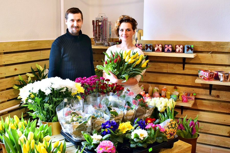 Dina un Lauris Emkes Skaistkalnes centrā atvēruši ziedu veikalu «Bantīte».
Autors: Žanna Zālīte