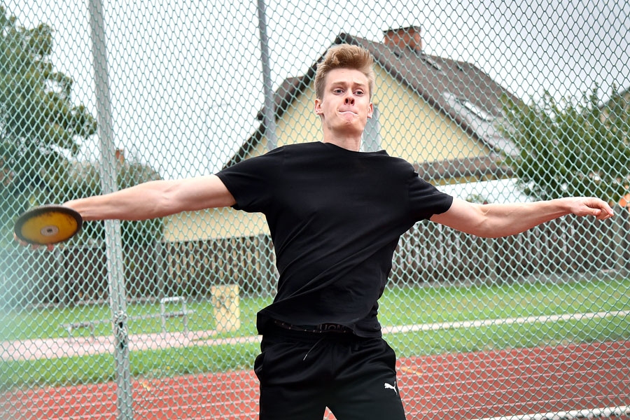 Krišjānis Upenieks uzvarēja diska mešanā.
Autors: Uldis Varnevičs