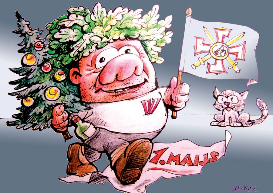 KATRAM SAVI VAROŅI. FAKTS: sabiedrībā joprojām nerimstas runas par svinamām un atzīmējamām dienām, arī par izdevīgāku brīvdienu izkārtojumu gada izskaņā, ko valdība neesot izdarījusi. Savukārt Valsts prezidents E. Levits rosina parlamentu likumā noteikt 15. oktobri kā Valsts valodas dienu, bet 17. martu kā Nacionālās pretošanās kustības piemiņas dienu, kad Latvijas Centrālā padome 1944. gadā pabeidza parakstu vākšanu memorandam, kurā Latvijas tautas vārdā tika pieprasīta Latvijas neatkarības faktiska atjaunošana.
Šogad laika grāmatās/ Svētki sakrīt darbdienās./ Ziemassvētki, Jaunais gads,/ Gada nogrieznis tāds plats./ Ducis dienu akurāt,/ Ja vēl dažas piesviež klāt./  Miķelis spriež loģiski,/ Vispusēji, praktiski –/ Ja var nedarīt, tad kāpēc darīt,/ Labāk vaļoties un mēles patrīt,/ Mēnešalga tik un tā/ Ierēdņiem tiks kabatā./ Bet Miķelis būs vienmēr par,/ Kas tautas varonību skar,/ Par svinamdienu maiņu –/ Vienpadsmito novembri pret pirmo maiju!
Autors: Zīmējums – Vilnis Bulavs, rīmes – Daina Ziemele