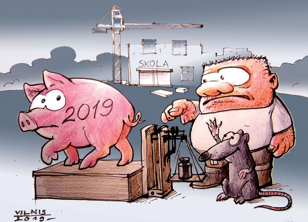 DZĪVI. BRĪVI = LAIMĪGI! FAKTS: uz labdarības viļņa aiziet 2019. gads, atstādams nepārprotamu zīmi, kā dalās tautas kapitāls: no likuma noteiktām nodevām miljardos un no sirdsapziņas nodokļa neskaitāmu ziedojumu veidā; vislielākos nemierus izraisījuši oficiālo miljardu dalītāji, kā arī naudas un varas kāro nodarījumi.
Miķelis pie vārda tiek,/ Gadu atcerēties liek./ Pensijām ir pielikts klāt,/ Ilgi varēs skandināt./ Arī zemnieks gandarīts,/ Nav viņš dabas apdalīts./ Tas, kam NATO okupants,/ Parastākais korumpants,/ Bankas lietās izcilnieks,/ Tautas mutē noziedznieks./ Sadusmotie mediķi/ Atkārto kā sprediķi –/ Baudīsim mēs dzīvi «feinu»,/ Atlaidīs ja slikto Saeimu./ Viss labojams ir laika gaitā,/ Pat skolās būve nepabeigtā,/ Sāp dižo garu zaudējums,/ Tos neatdos neviens vairs mums.
Autors: Zīmējums –Vilnis Bulavs, rīmes – Daina Ziemele