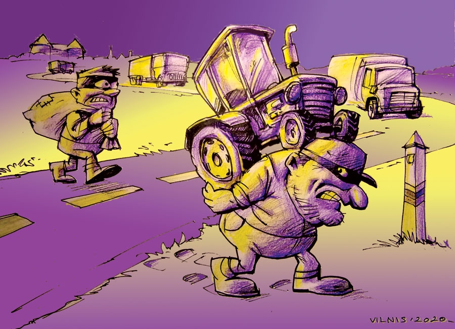 ZAGĻI UN NARKOTIKAS BEZ ROBEŽĀM. FAKTS: mūspuses pierobežas novados tiek fiksēta narkotiku tirgošana un lietošana, alkoholisms, garnadži apsēduši mājsaimniecības, Lietuvas virzienā mēdz pazust pat lauksaimniecības tehnika, ko gandrīz neiespējami atrast; noslogotības dēļ aizvien bīstamāka kļūst maģistrāle A7, kas šķērso Bausku.
Novākti sen robežstabi,/ Jāšaubās, cik tas bij’ labi,/ Nemierīgi paiet naktis,/ Kaimiņos ja dzīvo zaglis./ Miķelim pirms pāris gadiem/ Liksta gadījusies radiem,/ Vietā, stāvējis kur traktors,/ Palicis vairs tikai «faktors»./ Pārrobežas kārtībnieki/ Rādījušies gandrīz lieki,/ Arklu vilcējs mūžu mūžos/ Izkausējies metāllūžņos./ Simtiem furgonu griež Bausku,/ Lauzdamies caur namu spraugu,/ Palikt dzīvam spīlēs šādās/ Garantijas nav nekādas.
Autors: Zīmējums – Vilnis Bulavs, rīmes – Daina Ziemele