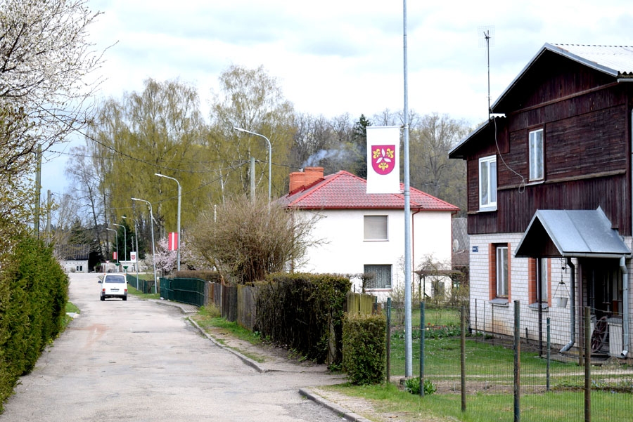 Ceriņu ielā Vecumniekos svētku noskaņu rada karodziņi ar novada ģerboņa attēlu un valsts karoga motīvu.
Autors: Žanna Zālīte