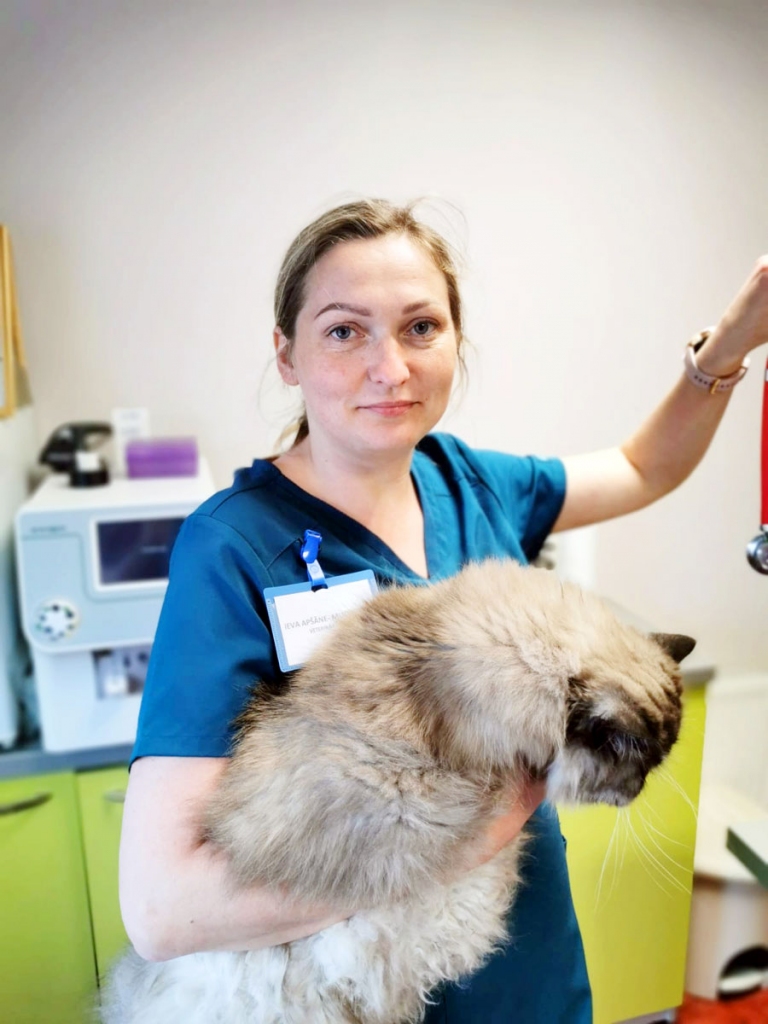 Ieva Apšāne-Muceniece darbā veterinārajā klīnikā Bauskā.
Autors: no «Bauskas Dzīves» arhīva.
