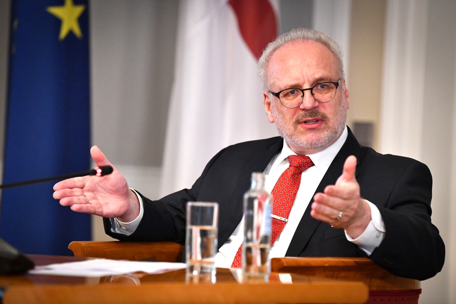 Egils Levits, Latvijas Valsts prezidents, ar reģionālo mediju pārstāvjiem tikās Rīgas pilī.
Autors: Ilmārs Znotiņš, Latvijas Valsts prezidenta kanceleja