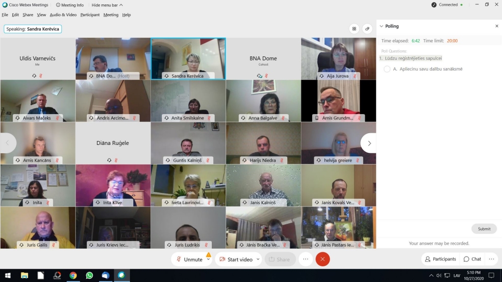 Autors: Ekrānšāviņš no sapulces tiešsaistē.