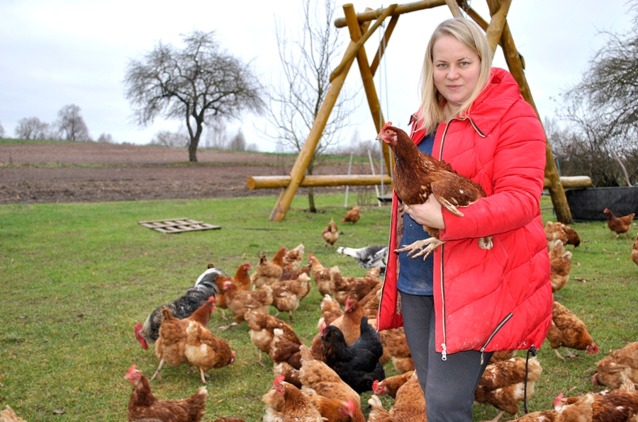 Inese Gulbe-Lasmane Stelpes  «Roņukos». Pašlaik gan vistiņas pa āru nestaigā.
Autors: no I. Gulbes-Lasmanes arhīva.