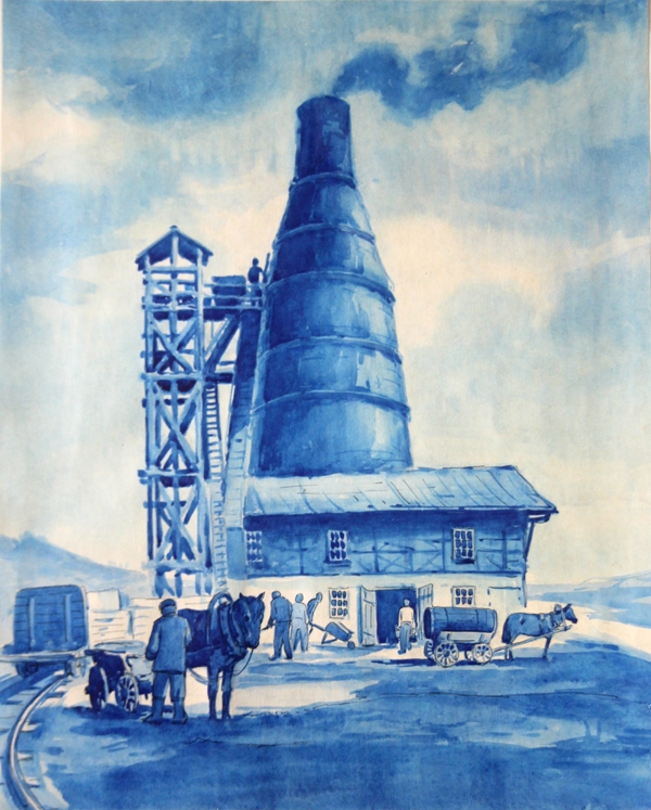 Zigurda Gustiņa zīmējums «Mežotnes kaļķu ceplis». 1940. gadi.
Autors: no Bauskas muzeja krājuma.