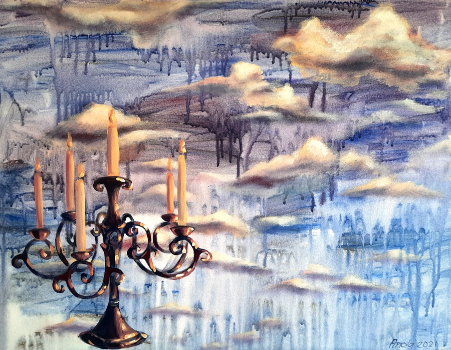 Skolotājas Andas Sproģes glezna.
Autors: Autoru darbu fotoreprodukcijas no skolas krājuma.