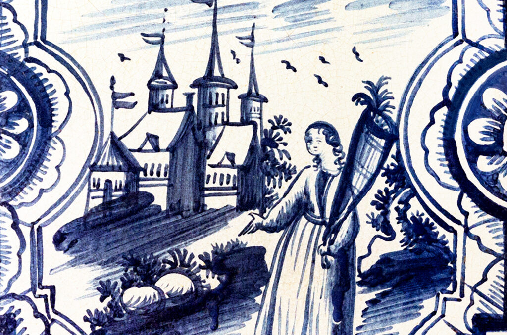 Fragments no krāsns podiņa "Sieviete ar pārpilnības ragu". Hercoga ģērbistabas krāsns, Ivana Ušakova brigādes darbs, 1738.g.
Autors: Rundāles pils muzeja arhīvs.